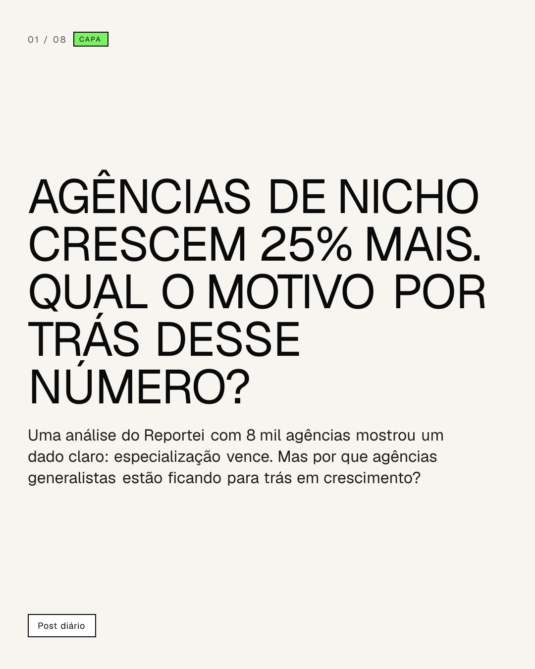Uma análise do Reportei com 8 mil agências mostrou um dado claro: especialização vence. Mas por que agências generalistas estão ficando para trás em crescimento?